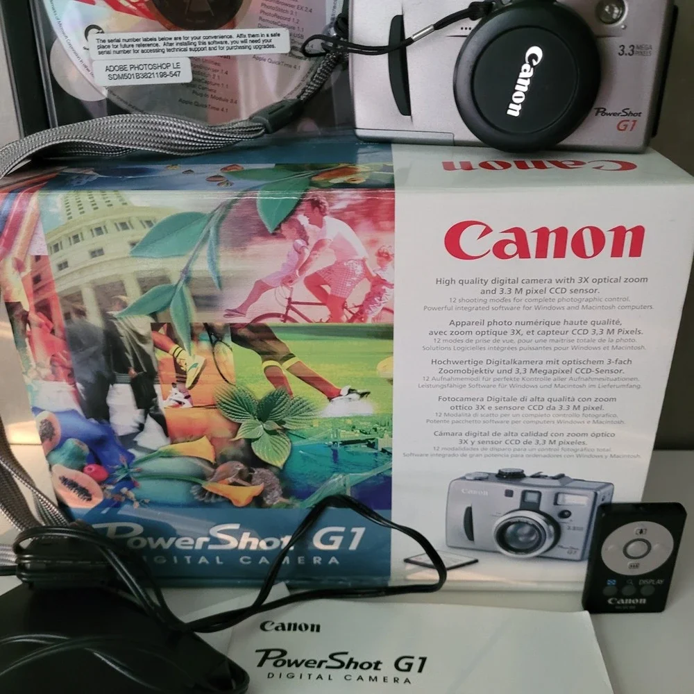 Vintage Canon PowerShot G1 Digital Camera Kit Complete Boxed Set Tested/ Working